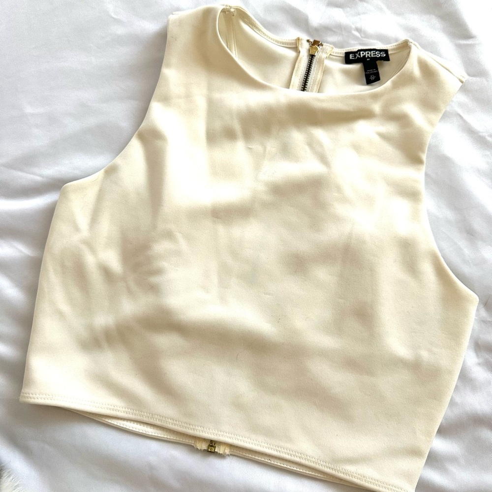 Express Women's Cream Sleeveless Top